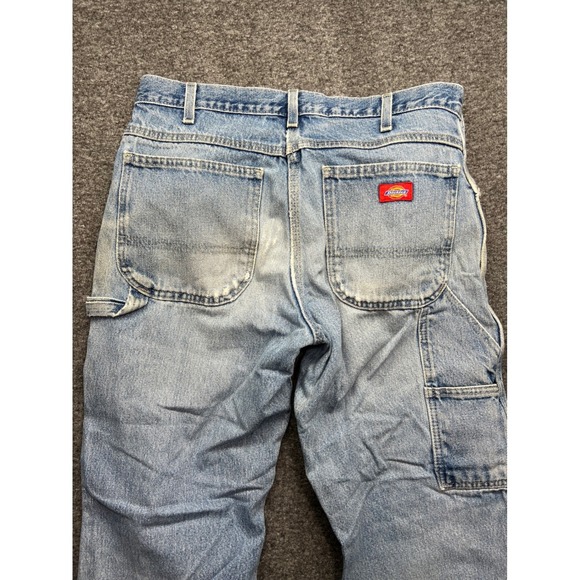 Dickies Carpenter Jeans Mens 32x30 Blue Fits 33x26 Light Relaxed Fit Workwear - Picture 15 of 16
